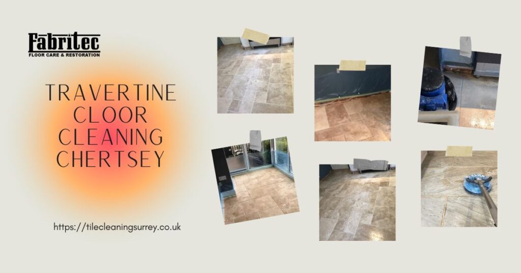 Cleaning and Sealing a Travertine Floor in Chertsey, Surrey