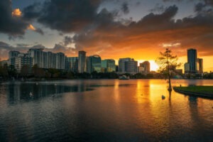 Sunset over Lake Eola in Orlando