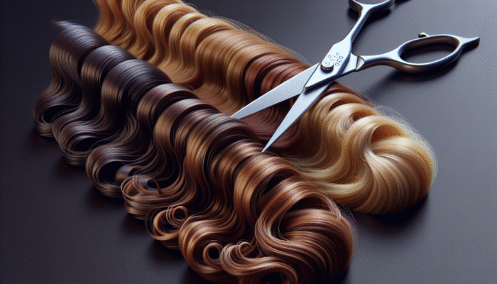 Close-up of fine, thick, and curly hair being trimmed to show a tailored approach.