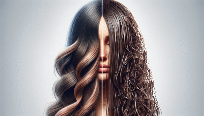 Creating a Seasonal Hair Treatment Plan: Image showing dry, brittle hair in winter and greasy, limp hair in summer, highlighting seasonal hair care needs.