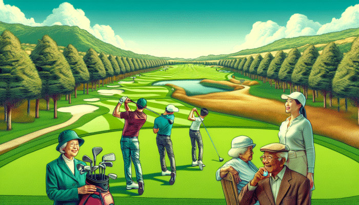 A prestigious golf course with lush greens and stunning natural surroundings, enjoyed by players of various skill levels.