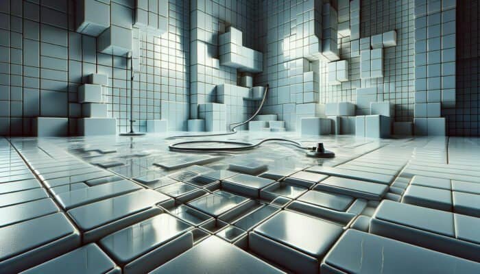 A sparkling tiled room with revitalized grout, showcasing uniform color and no stains, reflecting professional cleaning techniques and specialized equipment in use.