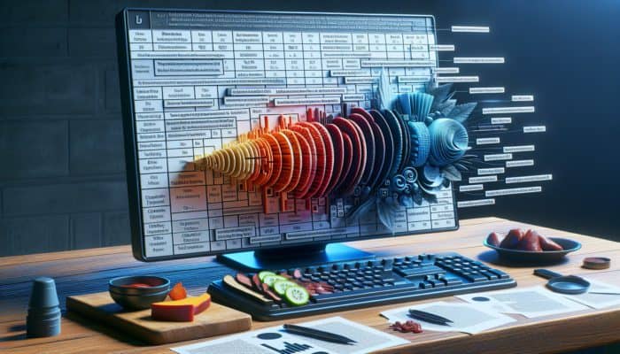 A computer screen displaying a spreadsheet with categorized judges' feedback on BBQ entries and color-coded cells.