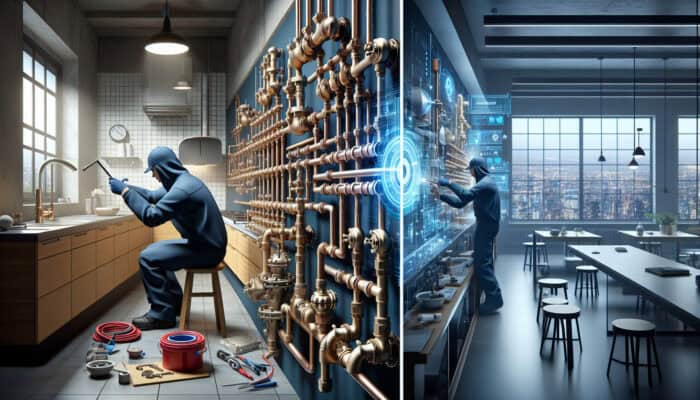 Water Valve Services in Coquitlam: A plumber working on water valves in a kitchen and commercial facility to ensure efficient water management and prevent leaks.