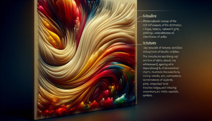 A close-up of an abstract canvas featuring diverse textures like burlap and silk.