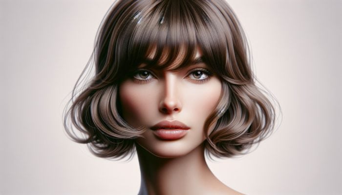 Woman with Jane Birkin bangs, showcasing chic, timeless French elegance.