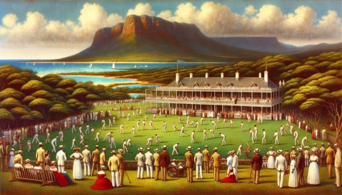 1922 scene at Amanzimtoti Country Club with sports and social activities against lush, natural beauty and the Indian Ocean.