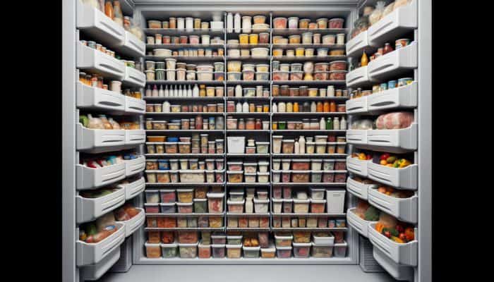 Top Freezer-To-Table Recipes For Emergencies: A well-organized freezer with labeled containers, grouping items for quick access and reduced waste.