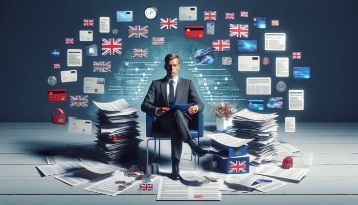 Personal Tales of Debt Consolidation Triumphs: UK Stories | DCL Person consolidating various debts into one loan in a calm office, UK.