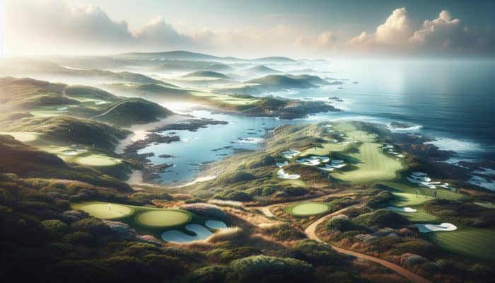 Luxurious Pinnacle Point Golf Course in South Africa, designed by Gary Player, with stunning coastal views and eco-sensitive surroundings.