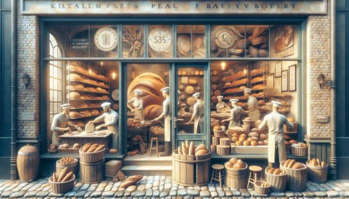 A thriving Plymouth bakery showcasing fresh bread and signs aimed at enhancing local SEO visibility.