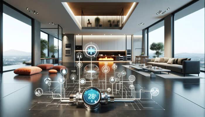 Modern plumbing showcasing trenchless valve replacement and smart valves in an elegant home.