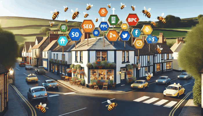 A small business in Chipping Campden implementing vibrant internet marketing strategies including SEO, PPC, content, and social media.